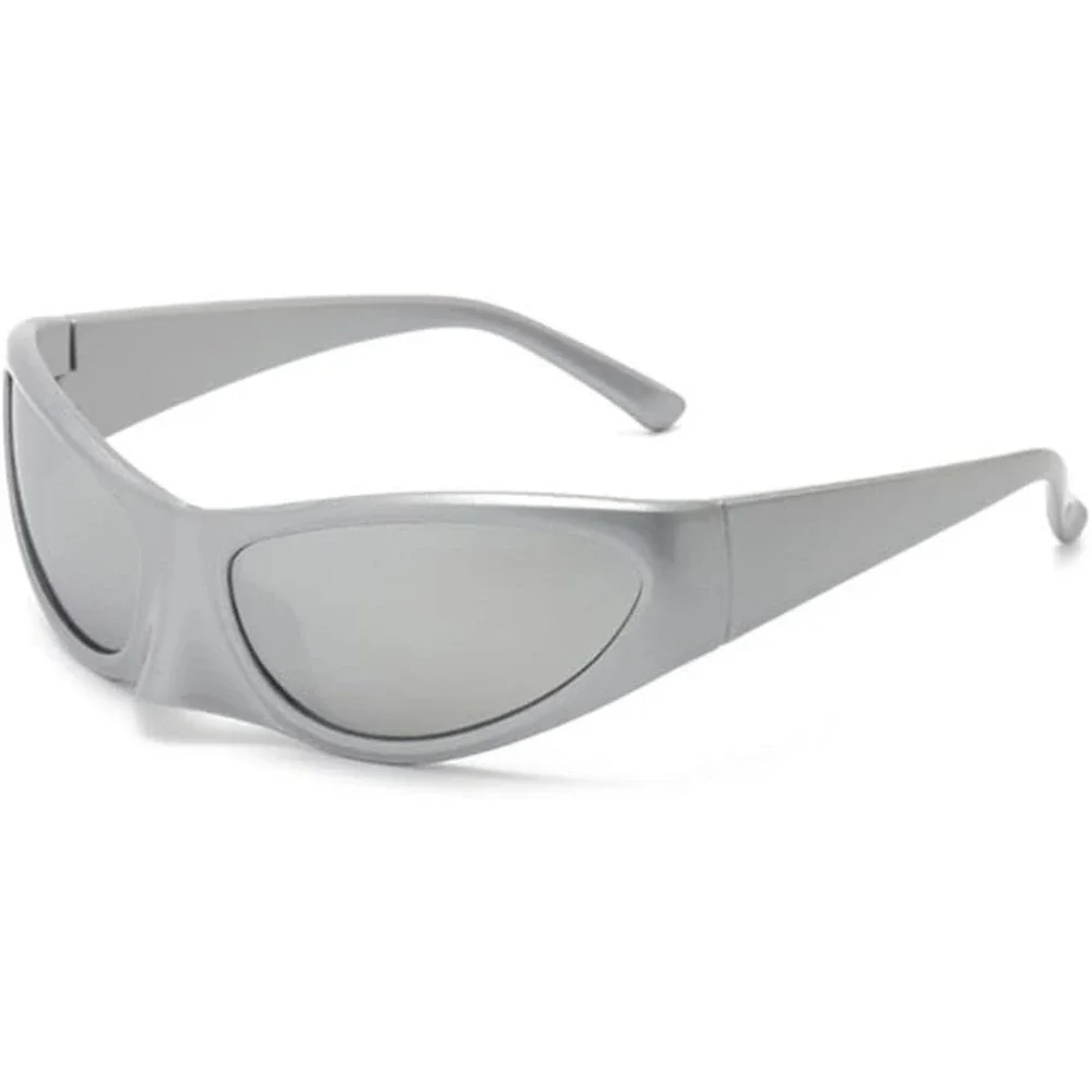 Sunglasses Silver Shield Visor Mirrored Lens Sport Rave Party Outdoor Lentes New